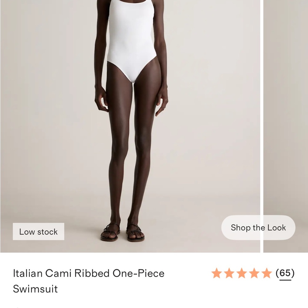 Quince White Italian Cami Ribbed One-Piece Swimsuit